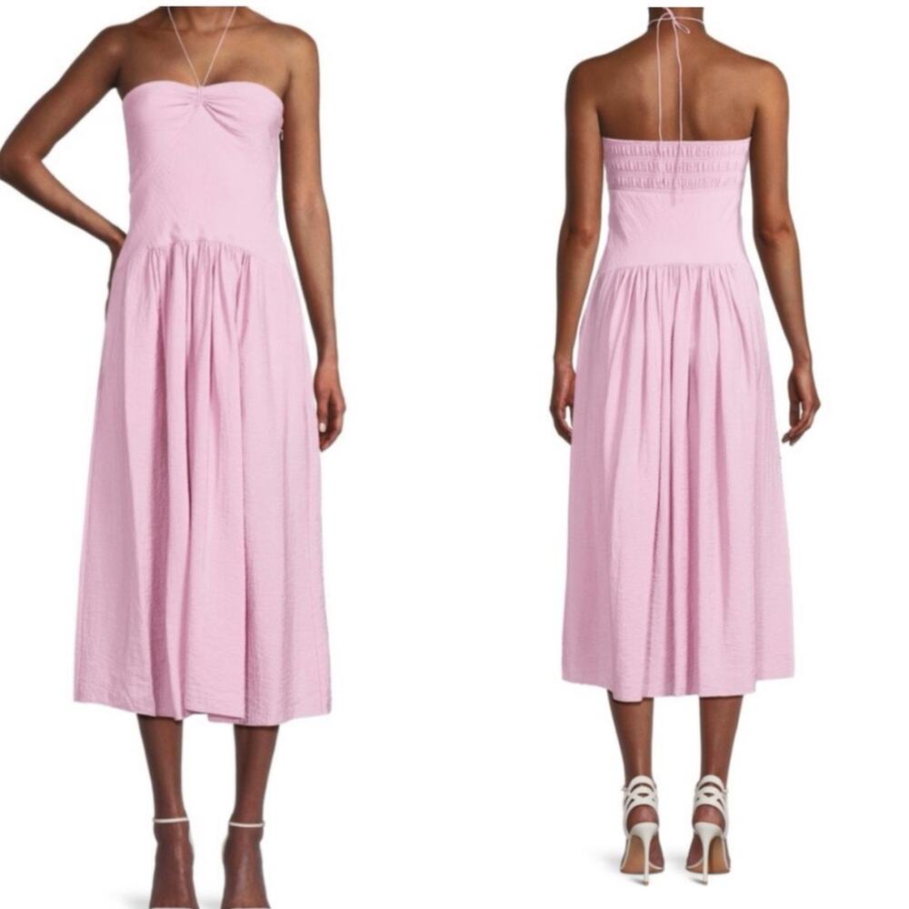 Vince Pink Strapless Midi Dress